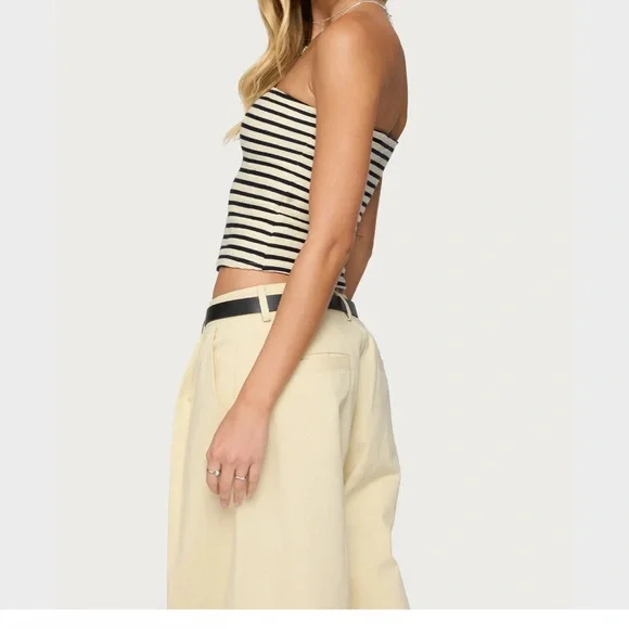 Edikted Black and White Striped Crop Top - Picture 2 of 2